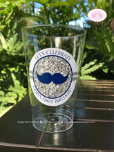 Load image into Gallery viewer, Mr Wonderful Birthday Party Beverage Cups Plastic Drink ONE Boy Mustache Bow Tie Onederful Bue Silver 1st Boogie Bear Invitations Odin Theme