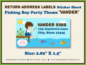 Fishing Boy Birthday Party Invitation Lake Blue Green Fish Dock Swimming Boogie Bear Invitations Vander Theme Paperless Printable Printed