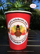 Load image into Gallery viewer, Little Turkey Birthday Party Beverage Cups Paper Drink Girl Boy Thanksgiving Gobble Farm Barn Country Boogie Bear Invitations Jayden Theme