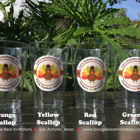 Little Turkey Birthday Party Beverage Cups Plastic Drink Girl Boy Fall Thanksgiving Farm Country Gobble Boogie Bear Invitations Jayden Theme