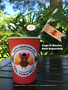 Little Pink Turkey Birthday Party Beverage Cups Paper Drink Girl Thanksgiving Gobble Farm Barn Country Boogie Bear Invitations Riley Theme