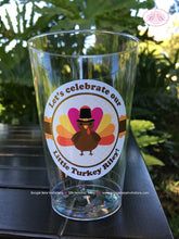 Load image into Gallery viewer, Little Pink Turkey Birthday Party Beverage Cups Plastic Drink Girl Fall Thanksgiving Farm Country Gobble Boogie Bear Invitations Riley Theme