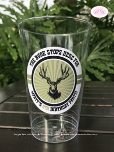 Deer Hunting Birthday Party Beverage Cups Plastic Drink Buck Elk Hunting Boy Bust Antlers Green Black Boogie Bear Invitations Wyatt Theme