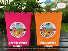 Load image into Gallery viewer, Pink Farm Party Popcorn Boxes Mini Favor Food Birthday Girl Pumpkin Barn Country Fall Autumn Truck Boogie Bear Invitations Susannah Theme