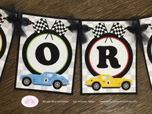 Load image into Gallery viewer, Race Car Birthday Party Banner Small Racing Classic Girl Boy Retro Coupe Fastback Antique Classic Club Boogie Bear Invitations Gordon Theme