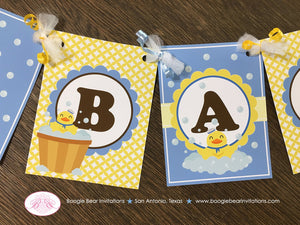 Yellow Rubber Duck Baby Shower Banner Welcome Blue Little Duckie Ducky Boy Bubble Swim Swimming Pool Tub Boogie Bear Invitations Terry Theme