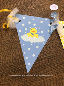 Yellow Rubber Duck Pennant I am 1 Banner Birthday Party Highchair Blue Little Duckie Ducky Boy Swim 1st Boogie Bear Invitations Terry Theme