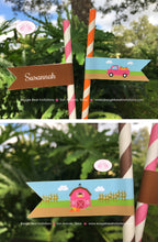 Load image into Gallery viewer, Pink Farm Birthday Party Pennant Straws Paper Beverage Drink Pumpkin Barn Girl Fall Autumn Country Boogie Bear Invitations Susannah Theme
