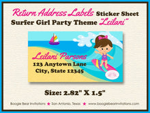 Load image into Gallery viewer, Surfer Girl Birthday Party Invitation Beach Pink Swim Swimming Surfing Boogie Bear Invitations Leilani Theme Paperless Printable Printed