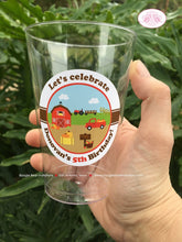 Load image into Gallery viewer, Red Farm Birthday Party Beverage Cups Plastic Drink Boy Girl Pumpkin Barn Fall Autumn Country Truck Boogie Bear Invitations Donovan Theme