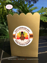 Load image into Gallery viewer, Little Turkey Party Popcorn Boxes Mini Favor Food Birthday Boy Girl Thanksgiving Fall Country Harvest Boogie Bear Invitations Jayden Theme