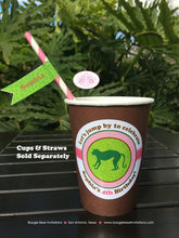 Load image into Gallery viewer, Pink Rain Forest Birthday Party Beverage Cups Paper Drink Girl Amazon Jungle Tropical Frog Bird Monkey Boogie Bear Invitations Sophia Theme
