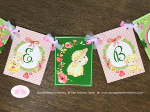 Pink Little Lamb Baby Shower Banner Welcome Farm Animals Sheep Flower Green Butterfly Girl Heart Rose Boogie Bear Invitations Tahlia Theme