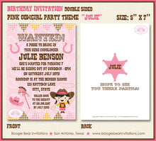 Load image into Gallery viewer, Pink Cowgirl Birthday Party Invitation Girl Hat Farm Barn Country Girl Boots Boogie Bear Invitations Julie Theme Paperless Printable Printed