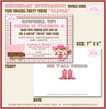 Load image into Gallery viewer, Pink Cowgirl Birthday Party Invitation Cow Girl Farm Barn Country Horse Boogie Bear Invitations Olivia Theme Paperless Printable Printed