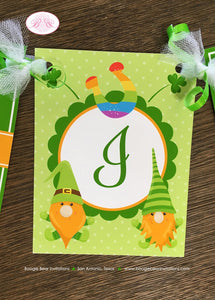 St. Patrick's Day Gnomes Birthday Name Banner Party Boy Girl Lucky Green Orange Shamrock Dwarf Spring Boogie Bear Invitations Tristan Theme