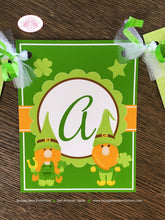 Load image into Gallery viewer, St. Patrick&#39;s Day Gnomes Birthday Name Banner Party Boy Girl Lucky Green Orange Shamrock Dwarf Spring Boogie Bear Invitations Tristan Theme