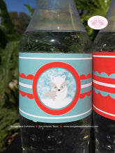 Load image into Gallery viewer, Woodland Winter Fox Baby Shower Bottle Wraps Party Label Cover Wrapper Christmas Snow White Red Birthday Boogie Bear Invitations Aspen Theme