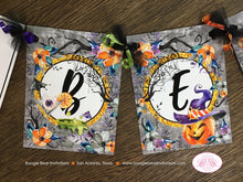 Load image into Gallery viewer, Halloween Hat Witch Party Name Banner Haunted House Pumpkin Hat Cocktail Spiderweb Orange Black Forest Boogie Bear Invitations Craven Theme