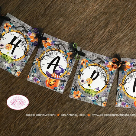 Witch Hat Party Happy Halloween Banner Haunted House Pumpkin Hat Cocktail Spiderweb Orange Black Forest Boogie Bear Invitations Craven Theme
