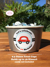 Load image into Gallery viewer, Cars Trucks Birthday Party Treat Cups Candy Buffet Appetizer Food Girl Boy Red Blue Black Boogie Bear Invitations Sam Theme
