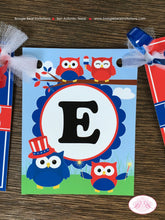 Load image into Gallery viewer, 4th of July Birthday Party Small Banner Boy Girl Outdoor Summer Patriotic Flag Owls Independence Day Boogie Bear Invitations Blakeley Theme