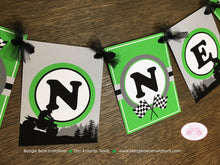 Load image into Gallery viewer, ATV 4 Wheel Birthday Party Name Banner Racing Green Boy Girl 1st 2nd 3rd 4th 5th 6th 7th 8th 9th 10th Boogie Bear Invitations Dannely Theme