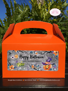 Halloween Witch Party Treat Boxes Favor Tags Bag Pumpkin Girl Boy Cocktail Spiderweb Orange Black Boogie Bear Invitations Craven Theme