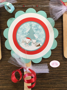 White Winter Fox Baby Shower Cupcake Toppers Set Christmas Snow White Red Green Birthday Arctic Holiday Boogie Bear Invitations Aspen Theme