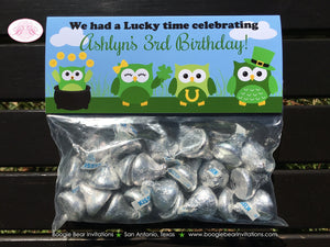 St. Patrick's Day Owls Party Treat Bag Toppers Folded Favor Birthday Boy Girl Green Shamrock Clover Tag Boogie Bear Invitations Ashlyn Theme