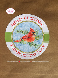 Red Cardinal Bird Christmas Party Favor Bag Treat Paper Handled Girl Boy Green Gold Snow Holiday Cheer Boogie Bear Invitations Fulton Theme