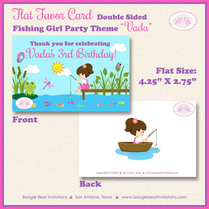 Fishing Girl Favor Birthday Party Card Tent Place Food Tag Lake Pink Appetizer River Fish Pole Dock Reel Boogie Bear Invitations Vada Theme
