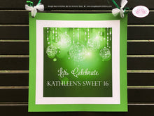 Load image into Gallery viewer, Green Glowing Ornaments Door Banner Birthday Party Sweet 16 Formal St. Patricks Day Christmas Holiday Boogie Bear Invitations Kathleen Theme