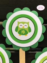 Load image into Gallery viewer, St. Patrick&#39;s Day Owls Party Cupcake Toppers Birthday Girl Boy Woodland Green Forest Shamrock Clover Boogie Bear Invitations Ashlyn Theme