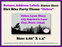 Load image into Gallery viewer, Purple Dirt Bike Birthday Party Invitation Girl Black Enduro Motocross Motorcycle Racing Race Boogie Bear Invitations Debra Theme Printed