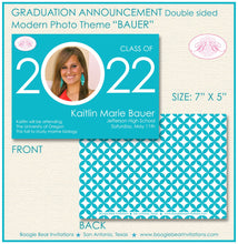 Load image into Gallery viewer, Modern Photo Graduation Announcement High School College 2022 2023 2024 2025 Boogie Bear Invitations Bauer Theme Paperless Printable Printed