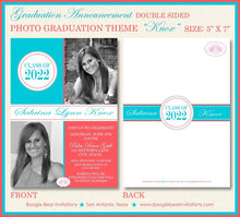 Load image into Gallery viewer, Modern Photo Graduation Announcement Party Red Aqua Blue 2022 2023 2024 2025 Boogie Bear Invitations Knox Theme Paperless Printable Printed