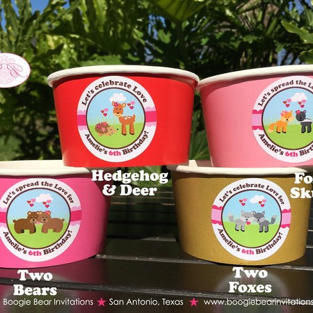 Valentines Day Woodland Party Treat Cups Candy Food Buffet Paper Birthday Love Forets Animals Creatures Boogie Bear Invitations Amelie Theme
