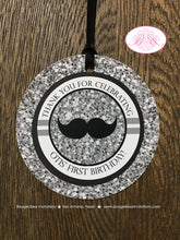 Load image into Gallery viewer, Mr. Wonderful Party Favor Tags Birthday 1st ONE Onederful Bow Tie Mustache Black Glitter Silver Grey Gray Boogie Bear Invitations Otis Theme