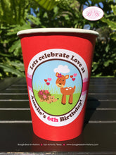 Load image into Gallery viewer, Valentines Day Woodland Party Beverage Cups Paper Drink Birthday Girl Boy Love Forest Animals Creatures Boogie Bear Invitations Amelie Theme