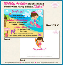 Load image into Gallery viewer, Surfer Girl Birthday Party Invitation Beach Pink Swim Swimming Surfing Boogie Bear Invitations Leilani Theme Paperless Printable Printed