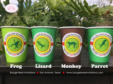 Load image into Gallery viewer, Rainforest Birthday Party Beverage Cups Paper Girl Boy Rain Forest Monkey Frog Snake Wild Parrot Lizard Boogie Bear Invitations Mowgli Theme
