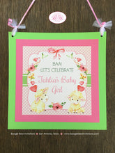 Load image into Gallery viewer, Pink Little Lamb Baby Shower Door Banner Farm Animals Sheep Flower Green Butterfly Girl Red Heart Rose Boogie Bear Invitations Tahlia Theme