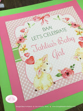 Load image into Gallery viewer, Pink Little Lamb Baby Shower Door Banner Farm Animals Sheep Flower Green Butterfly Girl Red Heart Rose Boogie Bear Invitations Tahlia Theme