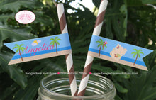 Load image into Gallery viewer, Pink Pirate Birthday Party Paper Straws Pennant Girl Ocean Ship Buried Treasure Hunt Boat Hawaii Swim Boogie Bear Invitations Angelica Theme