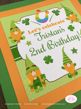 Load image into Gallery viewer, St. Patrick&#39;s Day Gnomes Door Banner Birthday Party Boy Girl Shamrock Green Orange Pot of Gold Charm Boogie Bear Invitations Tristan Theme