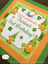 Load image into Gallery viewer, St. Patrick&#39;s Day Gnomes Door Banner Birthday Party Boy Girl Shamrock Green Orange Pot of Gold Charm Boogie Bear Invitations Tristan Theme