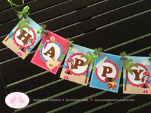 Load image into Gallery viewer, Pink Pirate Happy Birthday Party Banner Girl Ocean Tropical Girl Island Beach Buried Treasure Hunt Boogie Bear Invitations Angelica Theme