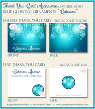 Load image into Gallery viewer, Blue Glowing Ornaments Party Thank You Cards Birthday Sweet 16 Winter Christmas Formal Dinner Boogie Bear Invitations Caterina Theme Printed