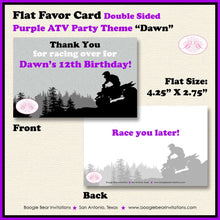 Load image into Gallery viewer, Purple ATV Birthday Party Favor Card Tent Place Food Appetizer All Terrain Vehicle Quad 4 Wheeler Racing Boogie Bear Invitations Dawn Theme